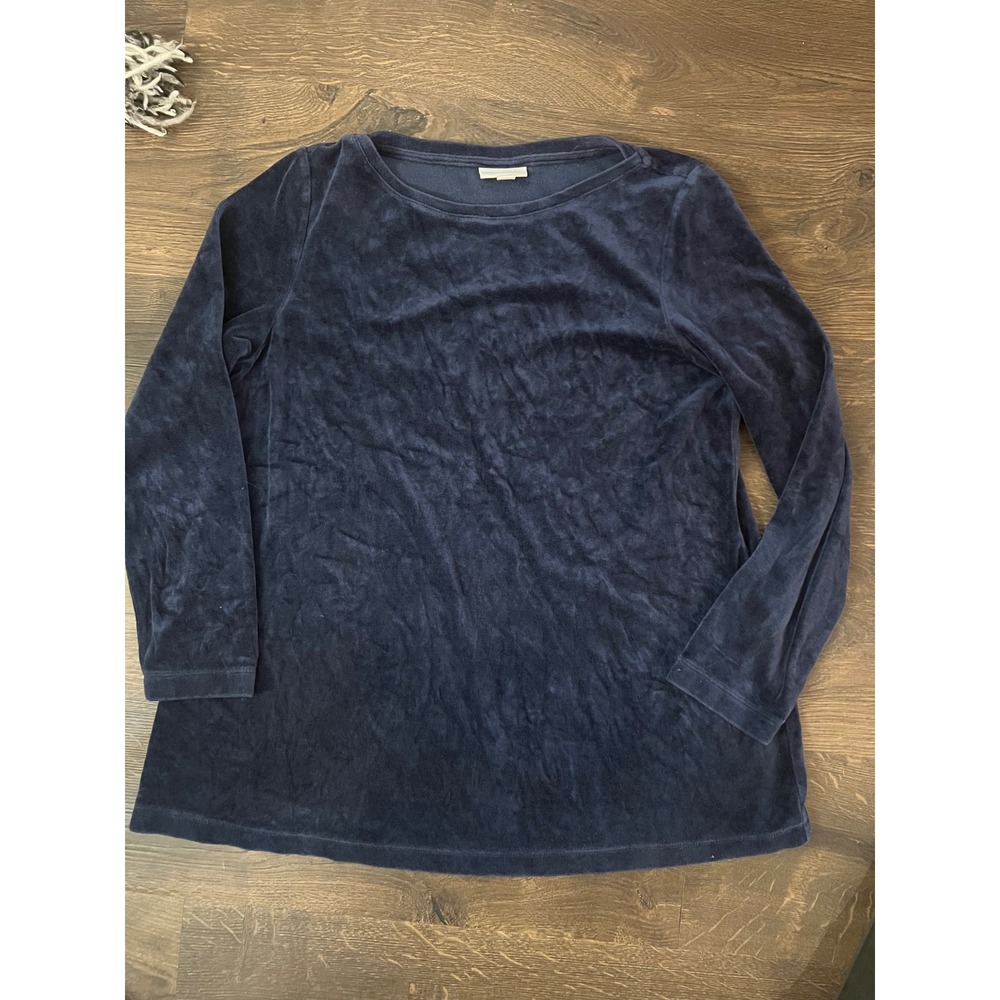 Pure Jill Petite Medium Blue Velour Tunic Top Long Sleeve Casual - Picture 1 of 3